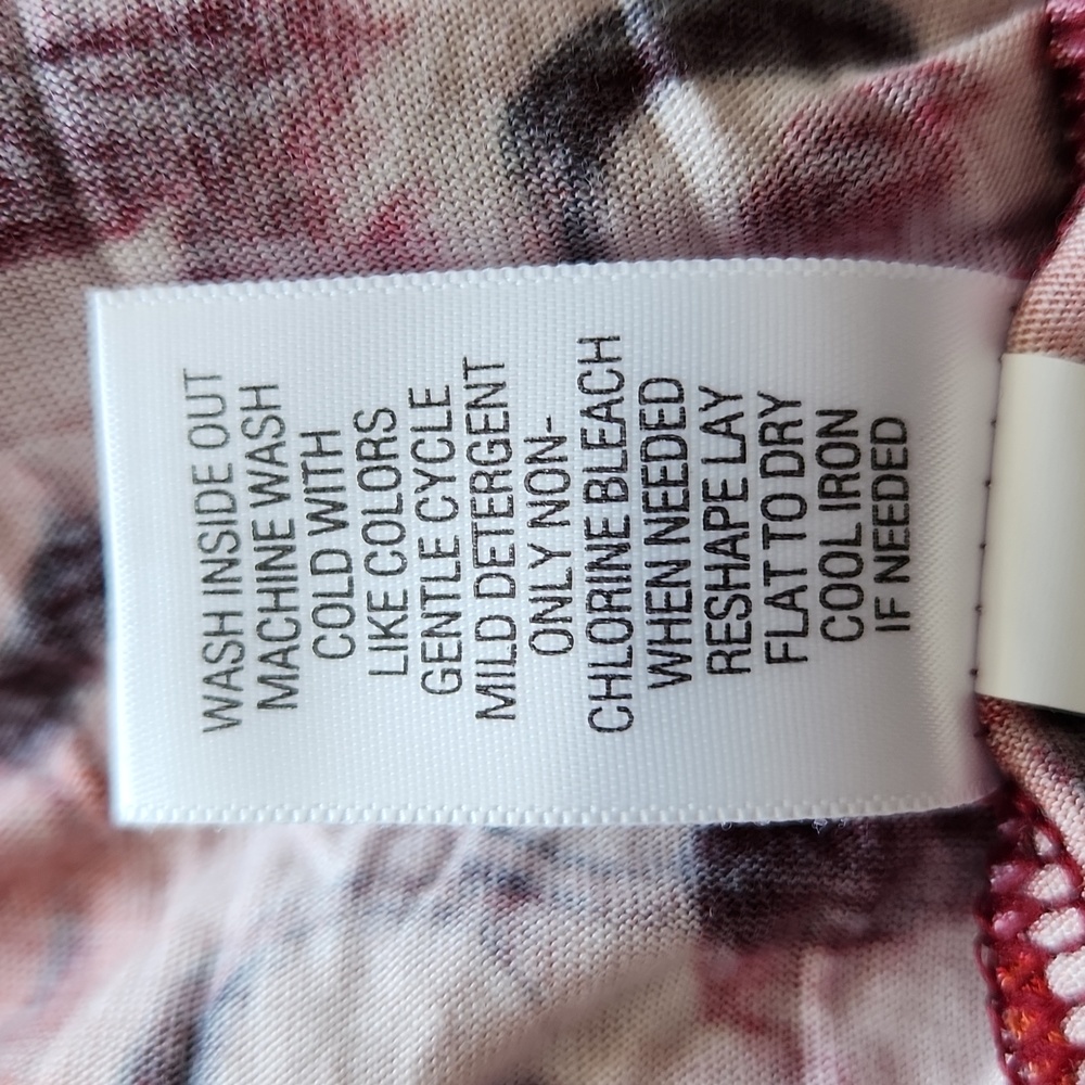 Vera Wang Floral Pattern Long Sleeve Shirt Size Extra Small Orange & Red - Picture 7 of 8